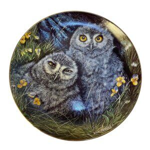 Vintage Snowy Owls Plate B1171 Baby Owls Collection Danbury Mint 1988